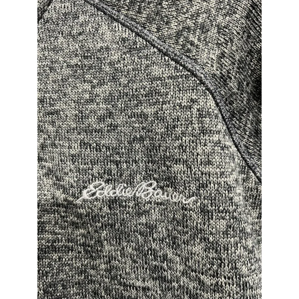 Eddie Bauer Sweatshirt Fleece Pullover Men’s Medium Gray Green Quarter Zip Logo - Picture 2 of 6